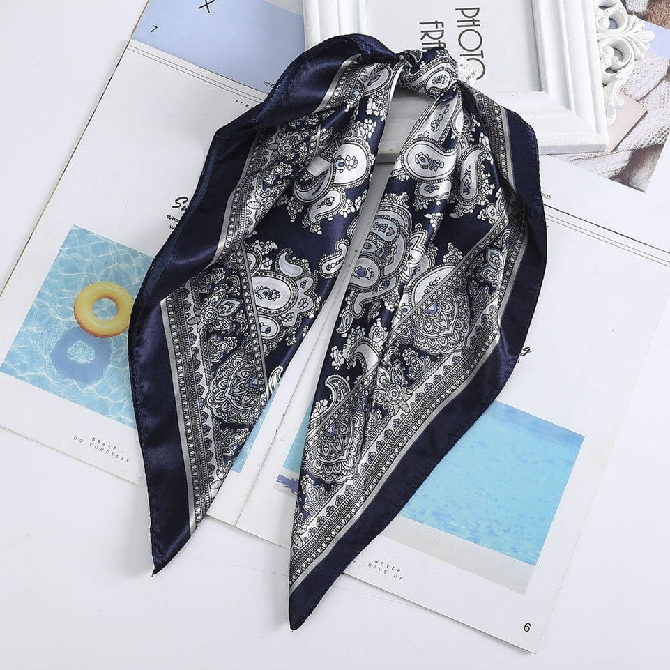 Haimeikang 60*60cm Square Silk Scarf Women Headband Fashion Print Neck Scarfs Office Hair Band Hand Kerchief Female Bandana