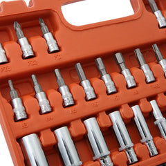 Tool Kit 46/53 Piece/Set 1/4-Inch Socket Set Car Repair Tool Ratchet Torque Wrench Combo Auto Repairing Tool Set