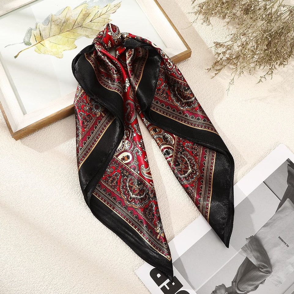 Haimeikang 60*60cm Square Silk Scarf Women Headband Fashion Print Neck Scarfs Office Hair Band Hand Kerchief Female Bandana