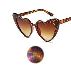 Love Heart Shaped Effects Glasses Watch The Lights Change to Heart Shape At Night Diffraction Glasses Women Fashion Sunglasses