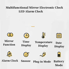 Curved Screen Digital Alarm Clock Temperature Date 2 Levels Brightness Adjustment Snooze Table Clock 12/24H Night Mode LED Clock