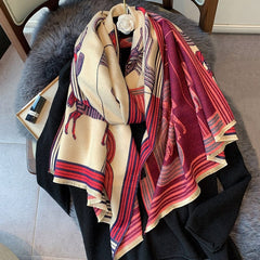 Luxury Winter Cashmere Scarf Women 2023 Design Warm Pashmina Blanket Horse Scarves Female Shawl Wraps Thick Foulard Bufanda