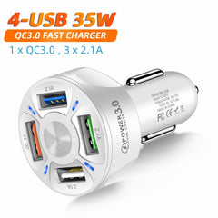 AIXXCO 3 Ports USB Car Charger 12V Quick Charge 3.0 Fast Car Cigarette Lighter For Samsung Huawei Xiaomi iphone Charger QC 3.0