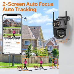 9MP 6K HD WiFi IP Camera Outdoor 8x Zoom Three Lens Dual Screen PTZ Camera Auto Tracking Home Security CCTV Surveillance 8MP Cam