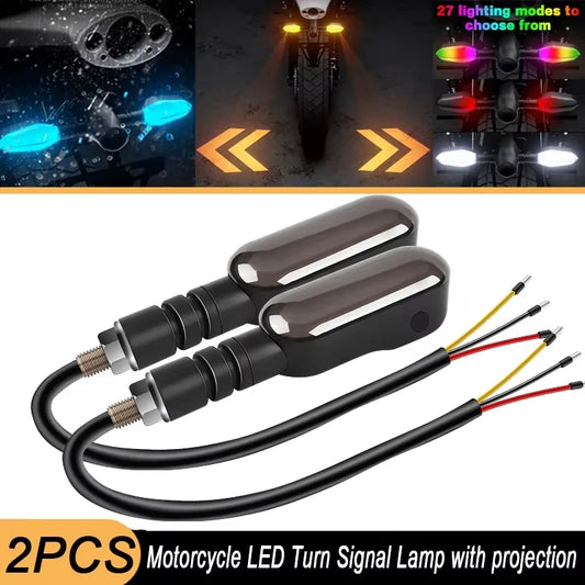 Motorcycle LED Turn Signal Lamp Projection Lamp Sequential Flowing Flash Indicator Lights Running Light Front Rear Signal Light