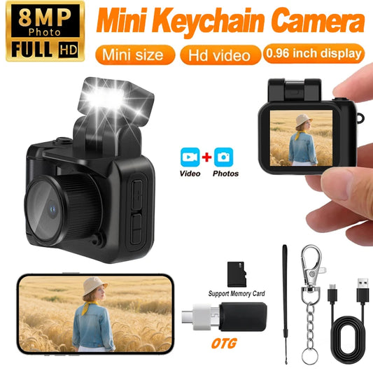 Y4000 HD 1080P Mini Keychain Camera With Flash Lamp Battery Dock Portable Video Recorder DV With Screen Kids Campus Retro Camera