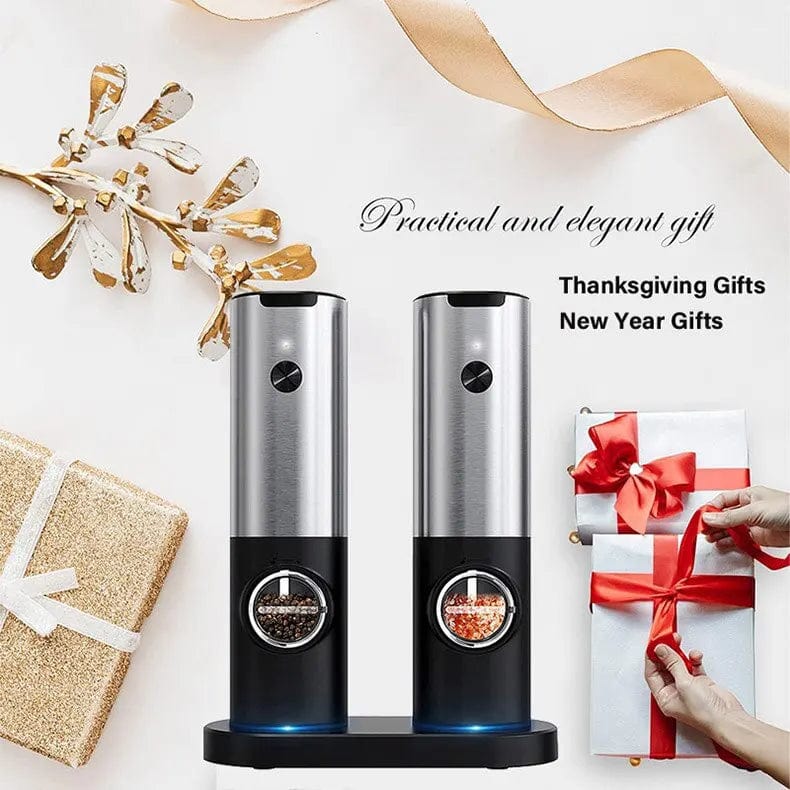 Electric Salt Grinder Set USB Rechargeable Electric Pepper Mill With LED Light Adjustable Coarseness Kitchen Tools