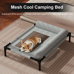 Raised Mesh Pet Sofa Bed with Removable Washable Bolsters Breathable Pet Sofa Cot Removable Cooling Dog Bed for Indoor & Outdoor