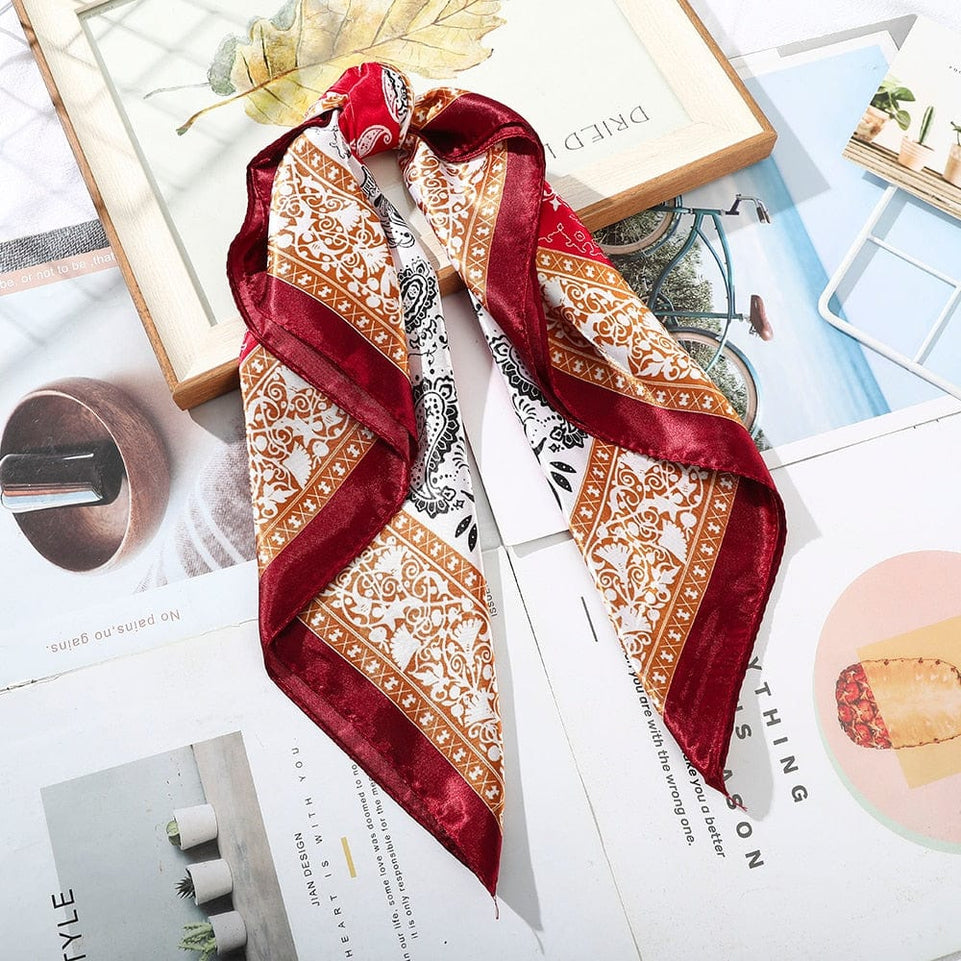 Haimeikang 60*60cm Square Silk Scarf Women Headband Fashion Print Neck Scarfs Office Hair Band Hand Kerchief Female Bandana