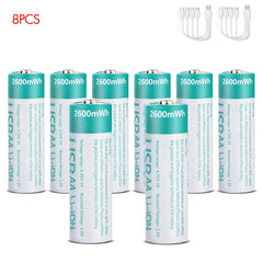 Kuugro AA 1.5 V 2600 mWh USB‑C Rechargeable Lithium Battery – Long‑Lasting Power