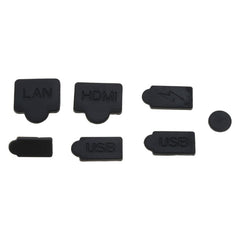 6pcs /7pcs Black Silicone Dust Plugs Set USB HDM Interface Anti-dust Cover Dustproof Plug for PS5 Game Console Accessories Parts