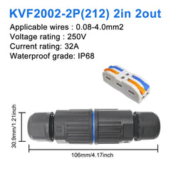 Cable Connector IP68 Waterproof Quick Connection KVSF-15 2 in 2 out 2/3/4/5 Pin Electrical Terminal Adapter Wire Connector