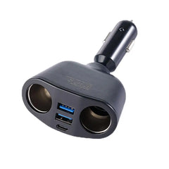 Car Cigarette Lighter 12V-24V Socket Splitter Blue Atmosphere Light PD QC3.0 2 USB Charger C Ports For Mobile Phone DVR Chargers