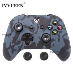 IVYUEEN Silicone Protective Skin Case for XBox One X S Controller Protector Water Transfer Printing Camouflage Cover Grips Caps