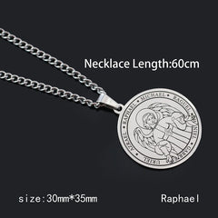 Pentagram Necklace Seven Archangel Amulet Protection Pentacle Pendant Necklaces for Women Men Trend Stainless Steel Jewelry Gift