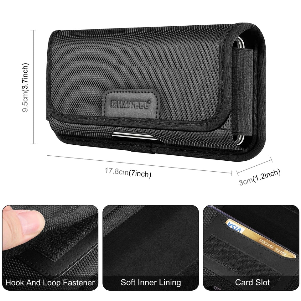 Phone Quality Belt Clip Horizontal Carrying Pouch with Card Slot HAWEEL 6.1-6.8 inch / 4.7 inch  Belt Bag