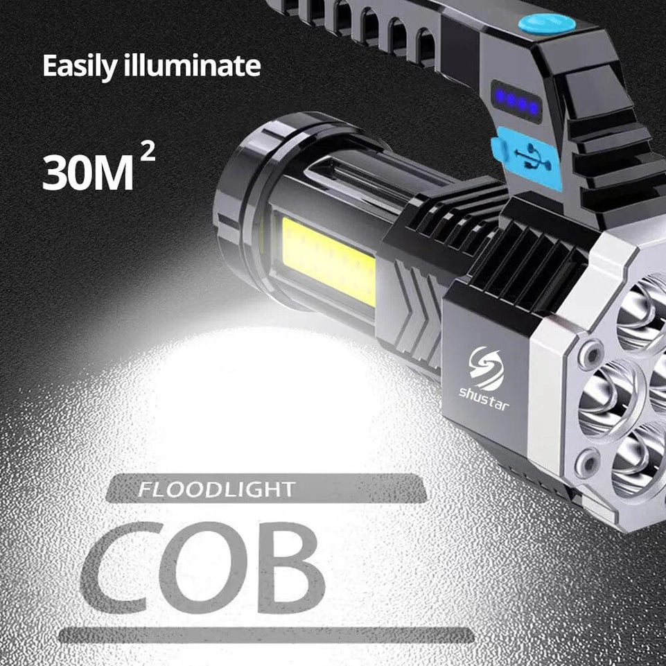 High Power Led Torch Flashlights Cob Side Light  Lightweight Outdoor Lighting ABS Material Torch 7LED Rechargeable Flashlight Powerful
