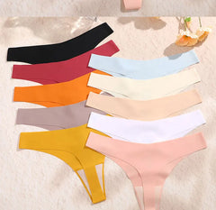 3PCS/SET Sexy G-String Underwear Female T-back Intimates Lingerie Seamless Low Waist Underpants 10 Color Lady Bikini Panty XS-XL