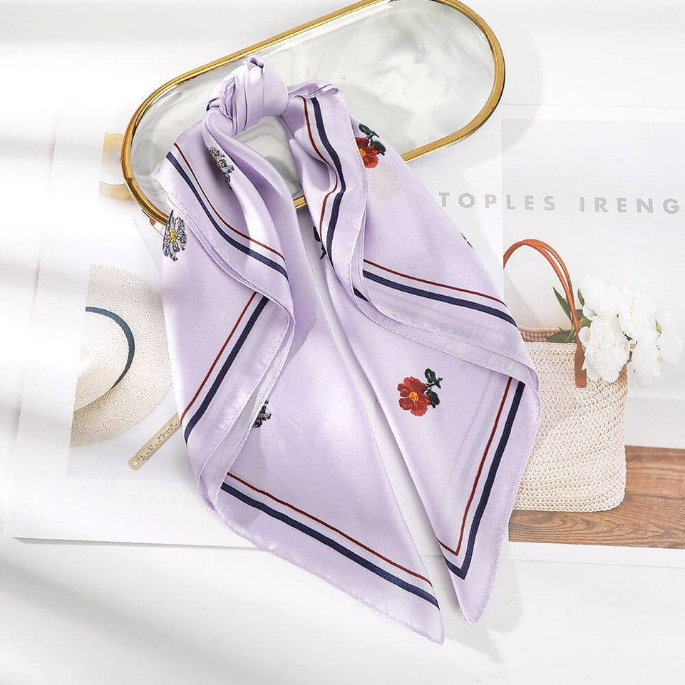 Haimeikang 60*60cm Square Silk Scarf Women Headband Fashion Print Neck Scarfs Office Hair Band Hand Kerchief Female Bandana