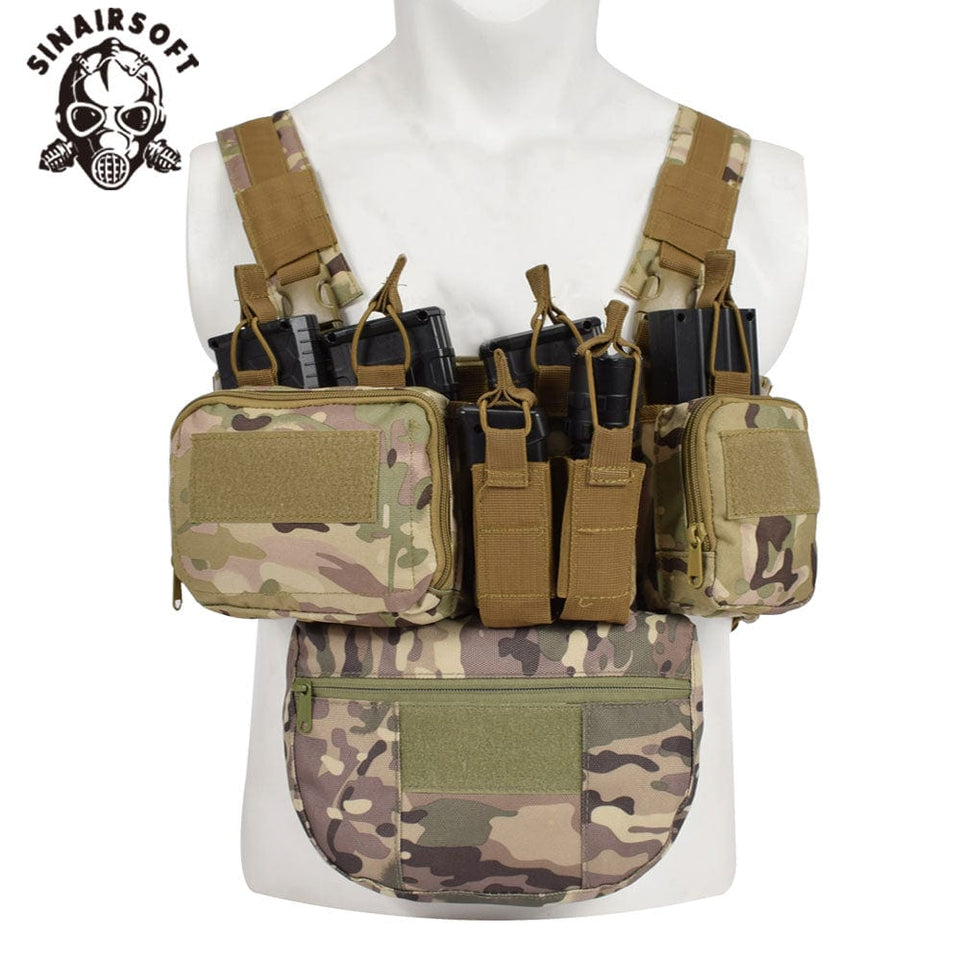 SINAIRSOFT CS Match Wargame TCM Chest Rig Airsoft Tactical Vest Military Gear Pack Magazine Pouch Holster Molle 500D Nylon Swat