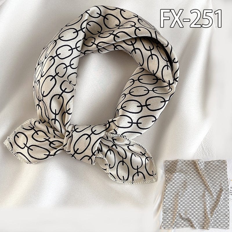 Women Small Satin Silk Scarf Square Print Wrap Foulard Femme Handkerchief Bandana Neck Hair Skinny Tie Scarves Shawls