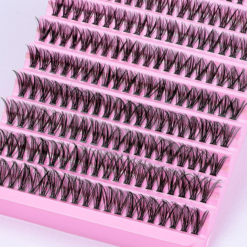 DIY Eyelash Extension Kit 200pcs Individual Lashes Cluster D Curl, 8-16mm Mix Lash Clusters with Lash Bond and Seal and Lash App