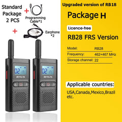 Retevis Mini Walkie Talkie Rechargeable Walkie-Talkie 2 pcs included PTT PMR446 Long Range Portable Two-way Radios For Hunting