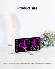 Large Digital Wall Clock Temp Date Week Display Remote Control USB Powered Table Clock Wall-mounted Dual Alarms LED Clocks