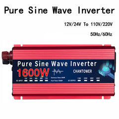 Inverter 12v/24v To 110v/220v Pure Sine Wave Inverter 12v 220v 1000W 1600W DC To AC Portable Auto Converter Car Solor Inverter