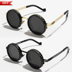 Handmade ND9 adjustable dimming sunglasses Retro Punk round men's outdoor fishing UV400 polarized driving sunglasses for women