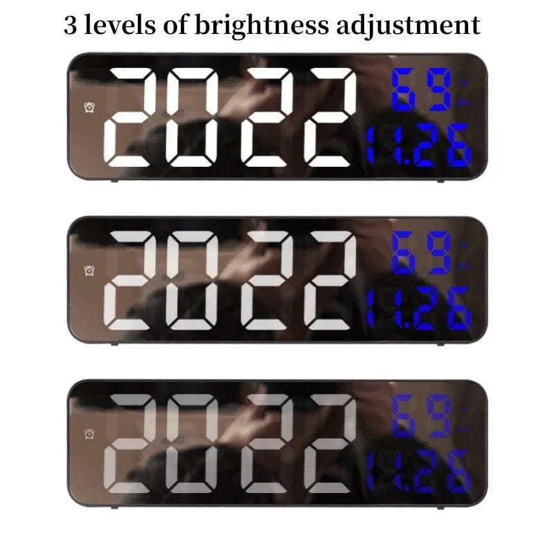 9 Inch Large Digital Wall Clock Temperature and Humidity Display Night Mode Table Alarm Clock 12/24H Electronic LED Clock