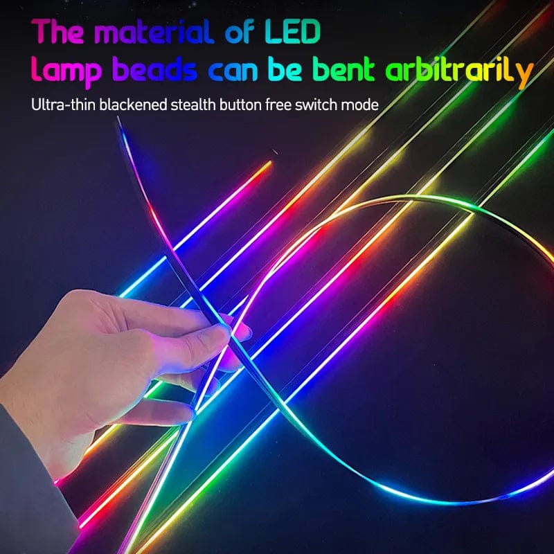 18 In 1  LED Interior Lights Full Colour Streamer Car Ambient Lights RGB 64 Universal Hidden Acrylic Strip Symphony Atmosphere Lamp