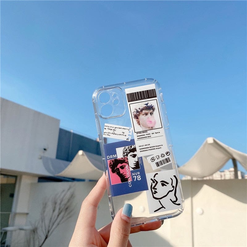 Fashion Funny Vintage Label David Transparent Phone Case For iPhone 12 11 Pro X XS MAX XR SE20 7 8Plus Soft Silicone Cover Coque