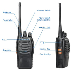 2/4PCS 12W Walkie Talkie Dual Band Portable Long Range Standby UHF 400-470MHz USB Ham Two Way Radio for Hunting