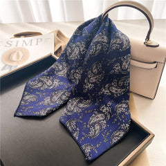 Women Small Satin Silk Scarf Square Print Wrap Foulard Femme Handkerchief Bandana Neck Hair Skinny Tie Scarves Shawls