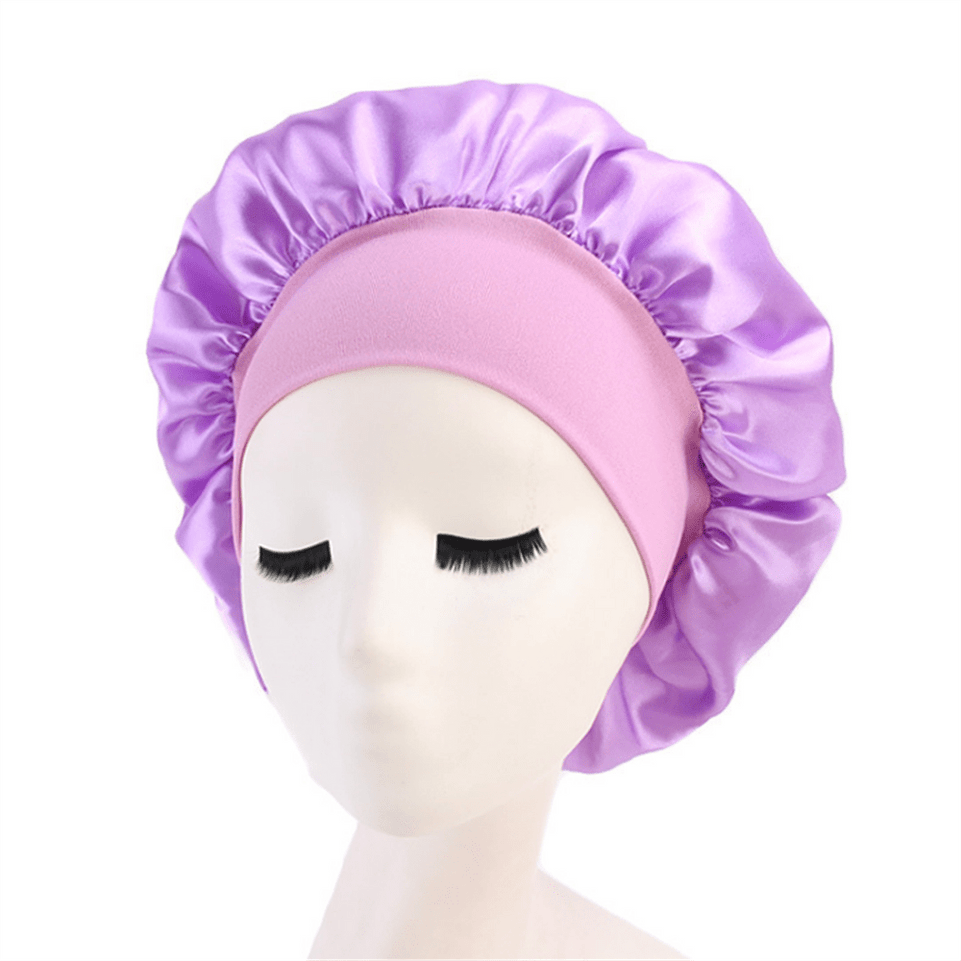 Newly Women's Satin Solid Sleeping Hat Night  Hair Care Bonnet Nightcap For Women Men Unisex Cap