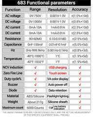 ANENG 683 Smart Multimeter High-end Touch 6000 Counts Multimetro Test Rechargeable Multitester AC/DC Voltage Tester Current Tool