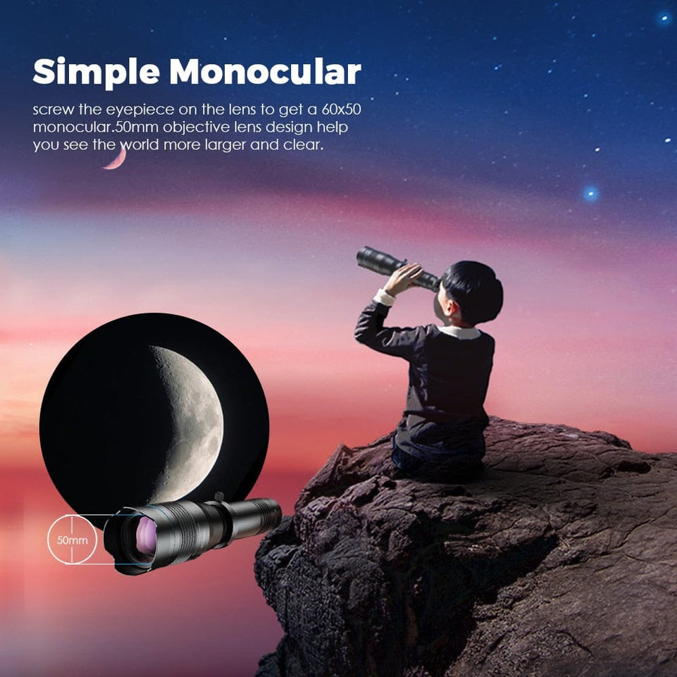 APEXEL HD 36X Phone Lens Camera Telephoto Zoom Monocular Telescope Lens + SelfieTripod With Remote Shutter For All Smartphones