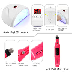 Nail Set Gel Nail Polish Set with UV LED Lamp Dryer Semi Permanent Gel Varnish Set Professional Nail Art Tools Kit Manicure Set