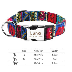 Customized Printed Pet Collar Nylon Dog Collar Personalized Free Engraved Puppy ID Name Collar for Small Medium Large Dogs Pug - Wowza