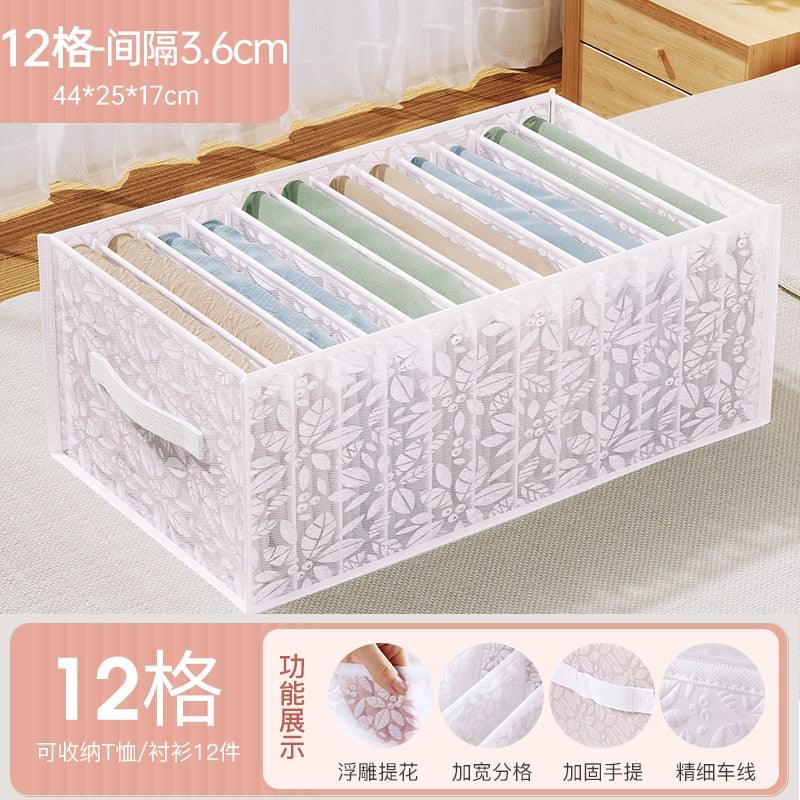 Sweater Clothes Storage Grid Boxes Student Dormitory Wardrobe Closet Drawer Organizer T-shirt Pants Clothing Separation Box - Wowza