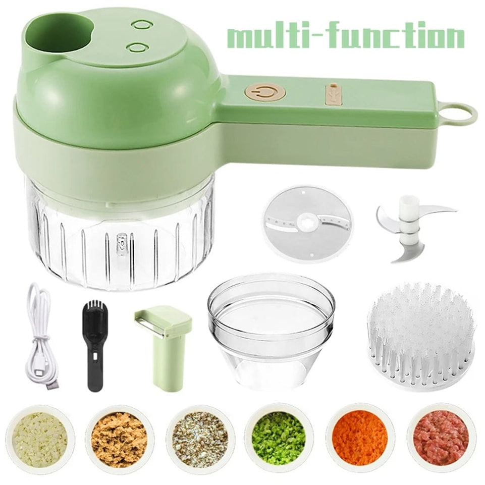 Multifunctional 4 In1 Electric Vegetable Cutter Slicer Garlic Mud Masher Garlic Chopper Cutting Pressing Mixer Food Slice