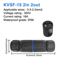 Cable Connector IP68 Waterproof Quick Connection KVSF-15 2 in 2 out 2/3/4/5 Pin Electrical Terminal Adapter Wire Connector