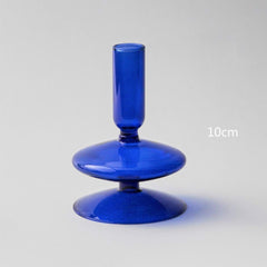 Blue Glass Candlesticks for Wedding Birthday Holiday Home Decoration Morden Decorative Glass Candle Holder 1PC