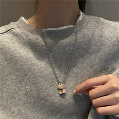 2021 Trendy Flocking Bear Pendant Necklaces For Women Men Couple Lovers Popular Animal Pendant Necklace Fashion Jewelry Gifts