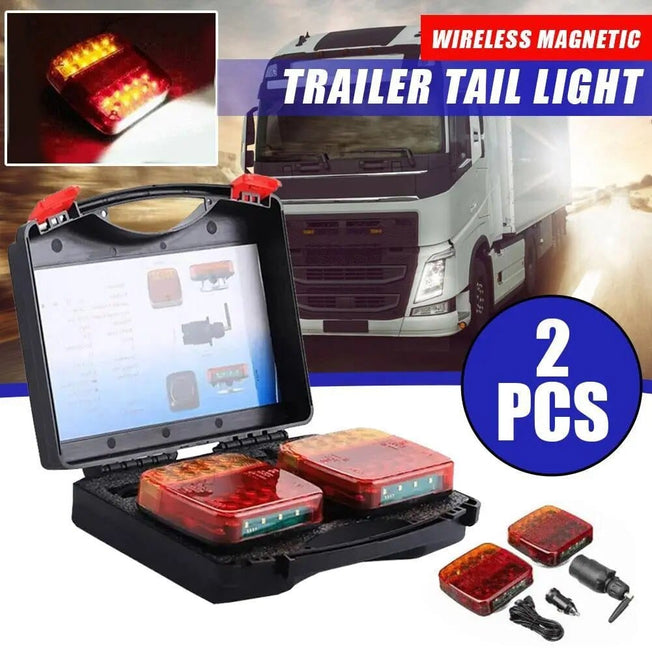 2pcs Wireless Magnetic LED Truck Tail Light Trailer Rear Light Signal Warning Brake Light for Caravans Campers Lorry Caravan RV