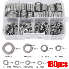 Stainless Steel Washers Metal O Ring Fasteners Gasket Set Assortment Kits M2 M2.5 M3 M4 M5 M6 M8 M10 Flat Washer Grommets