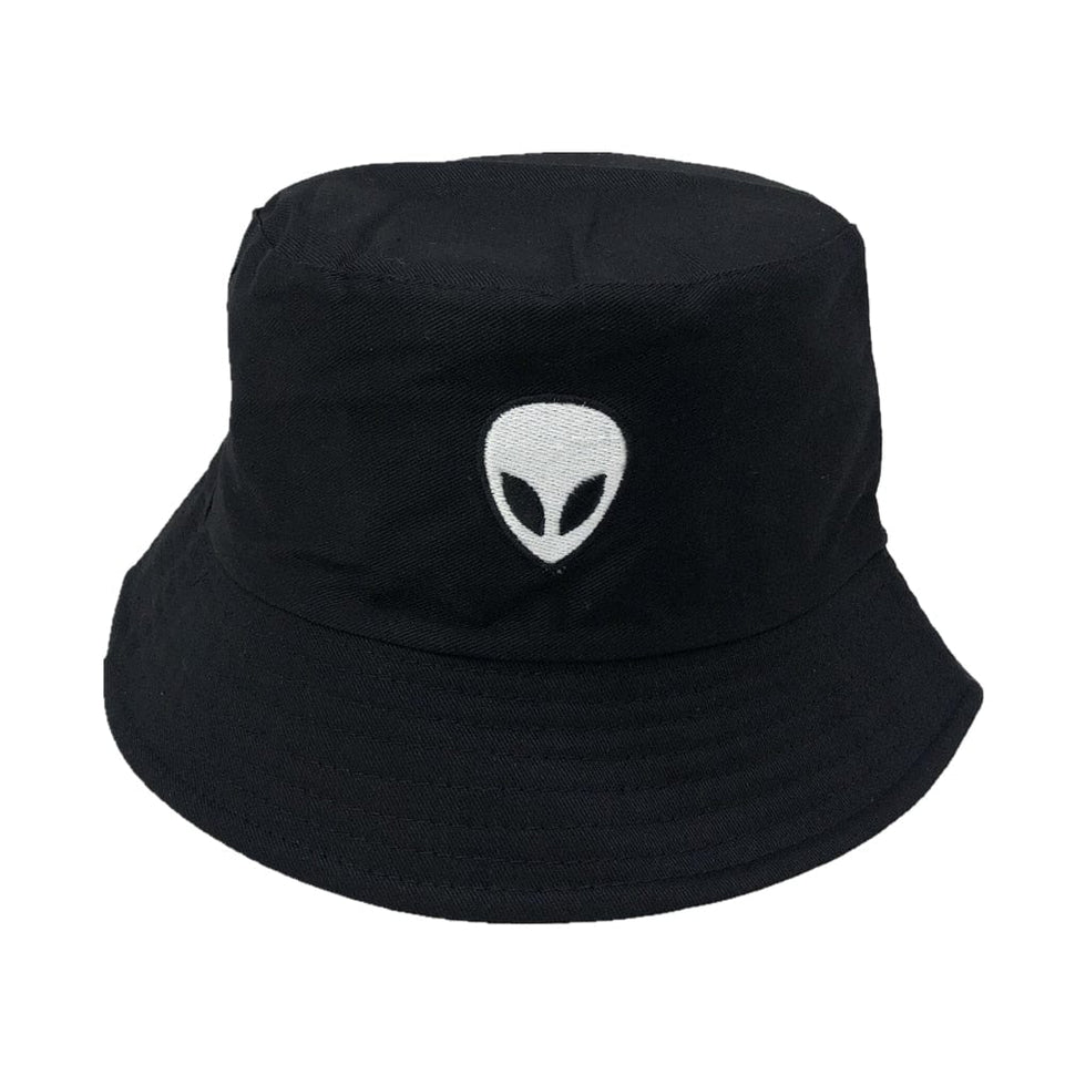 Unisex Embroidered Alien Foldable Bucket Hat Beach Sun  Street Headwear Fisherman Outdoor  Men and Woman Cap