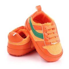 Baby Shoes Newborn Boys Sneaker Girls Two Striped First Walkers Kids Toddlers Lace Up PU Leather Soft Soles Sneakers 0-18 Months