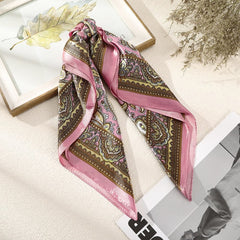 Haimeikang 60*60cm Square Silk Scarf Women Headband Fashion Print Neck Scarfs Office Hair Band Hand Kerchief Female Bandana